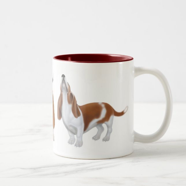 Bassethundar två tonar muggen Två-Tonad mugg (Höger)