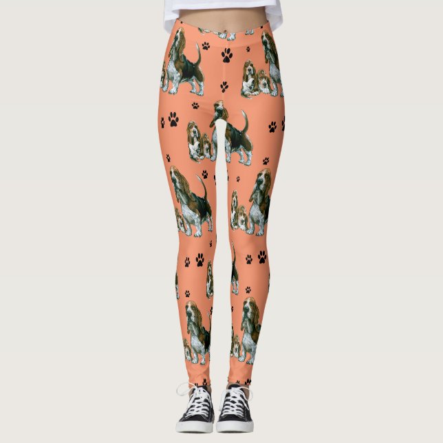 Bassethunddamasker, Bassethundhundar Leggings (Framsida)