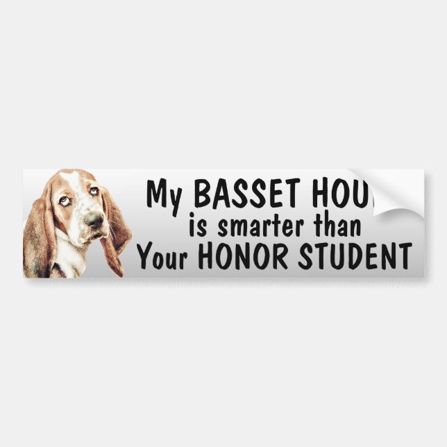 Bassethunden är mer smart än den roliga bildekal (Framsidan)