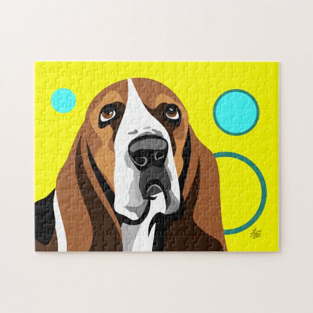 Bassethundhund Pussel (Horisontell)