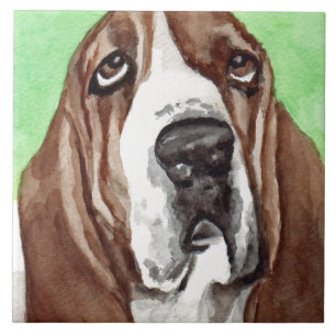 Bassethundkonst belägger med tegel kakelplatta