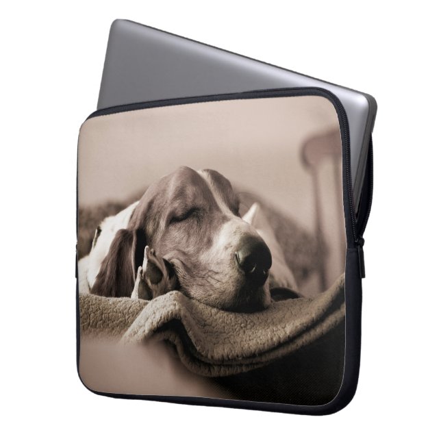Bassethundlaptop sleeve (Framsidan Vänster)