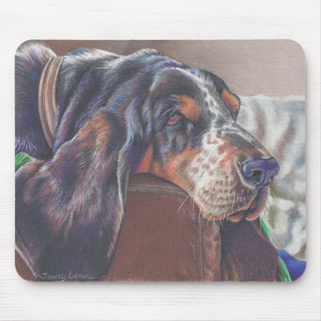 bassethundmusen vadderar musmatta (Framsidan)