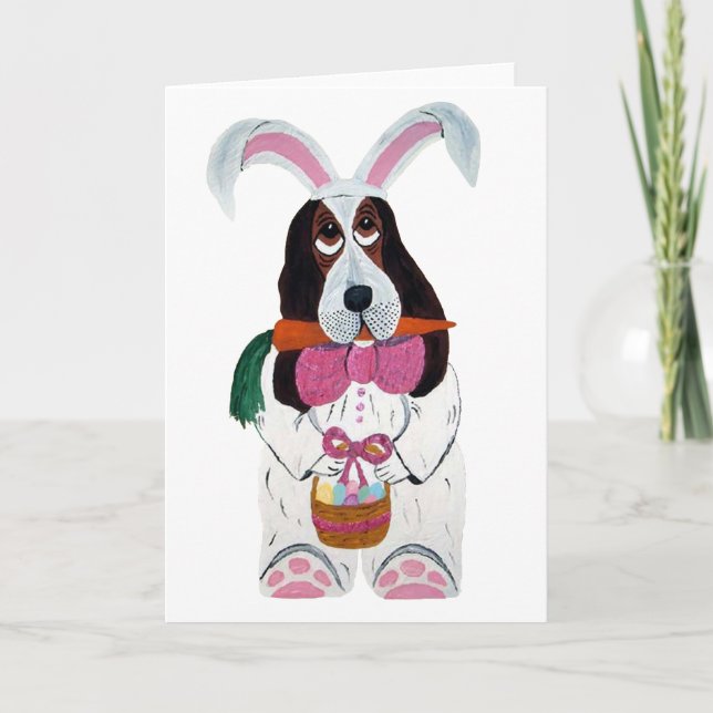 Bassethundpåskhare Helgkort (Framsida)