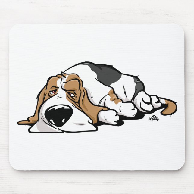 Bassethundtecknad hund musmatta (Framsidan)