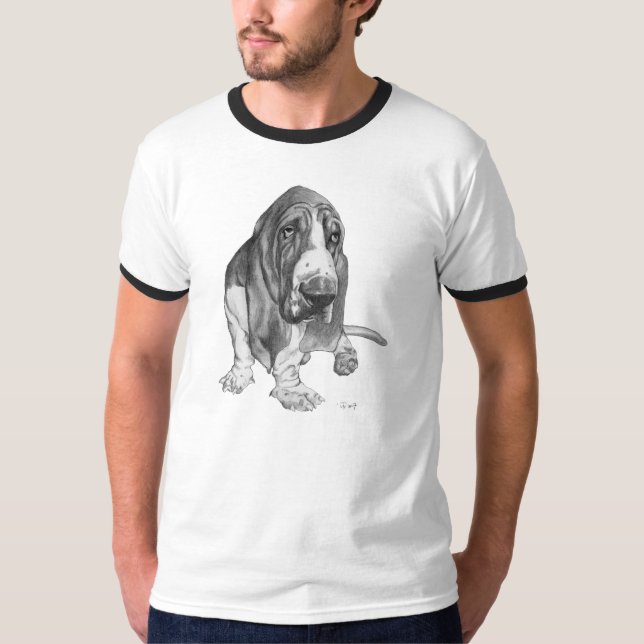 Bassethundteckning T Shirt (Framsida)