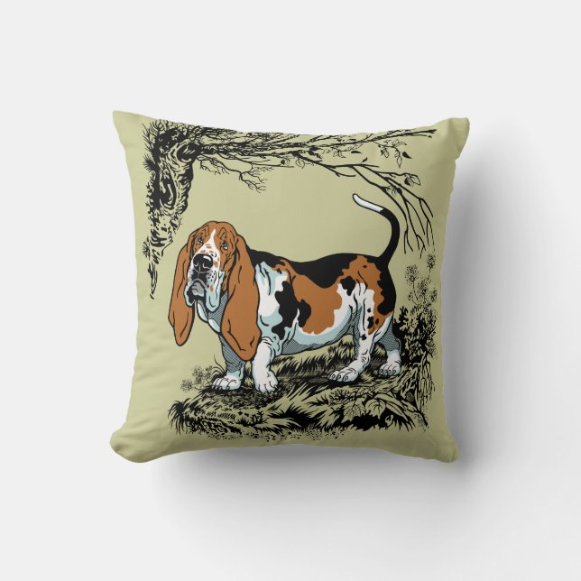 bassetillustration kudde (Framsida)