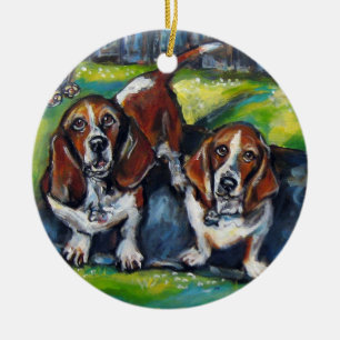 Bassets Murphy och Maddy Julgransprydnad Keramik