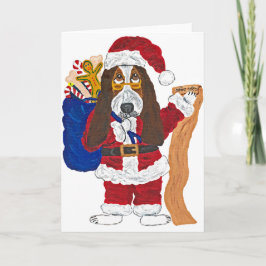 BassetSanta att kontrollera listar av bra Bassets Helgkort