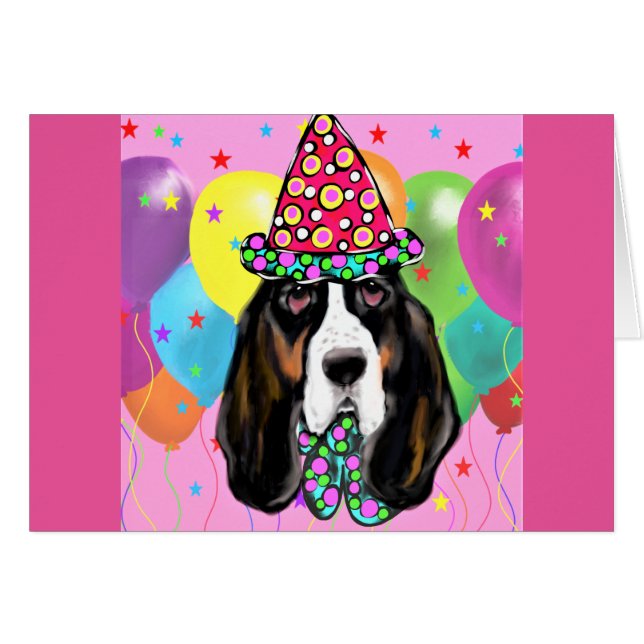 Bassett Hound Hälsningskort (Framsidan Horizontal)
