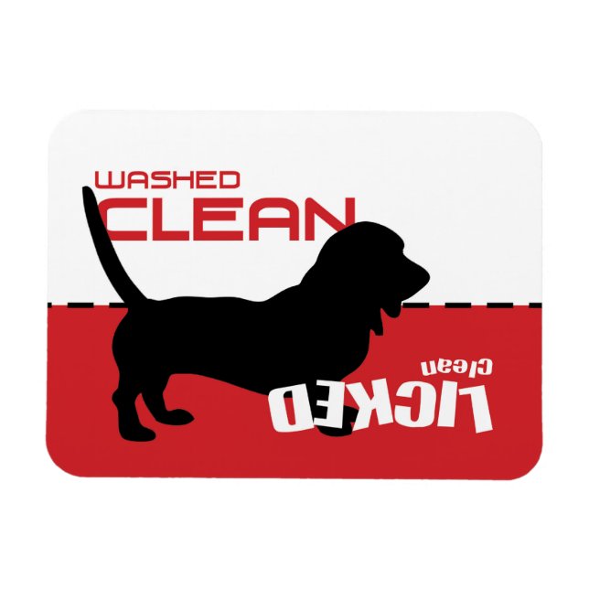 Bassett Hound Hund Dishwasher Magnet - Slickat Cle (Horisontell)