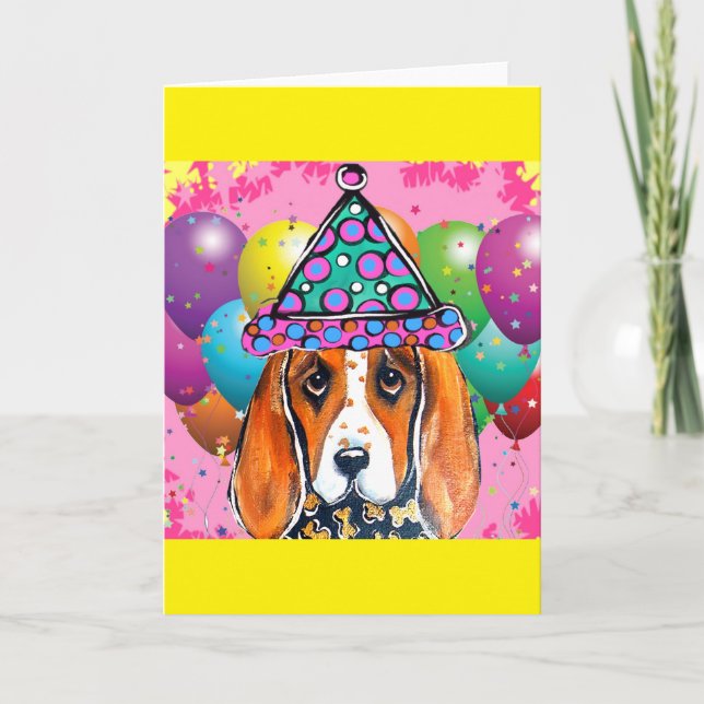Bassett Hound Party Hund Helgkort (Framsida)