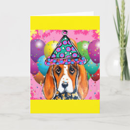 Bassett Hound Party Hund Helgkort