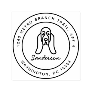 Bassett Hound Returadress Frimärke Self-Inking Självfärgande Stämpel