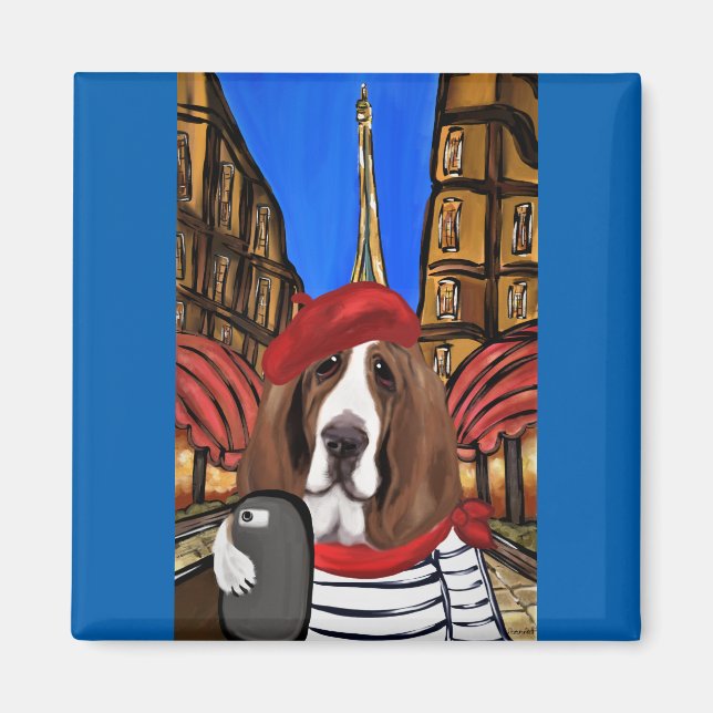 Bassett Hound Selfie Magnet (Framsidan)