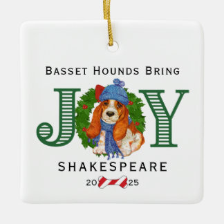 Bassett Hounds Hämta Joy Julgransprydnad Keramik