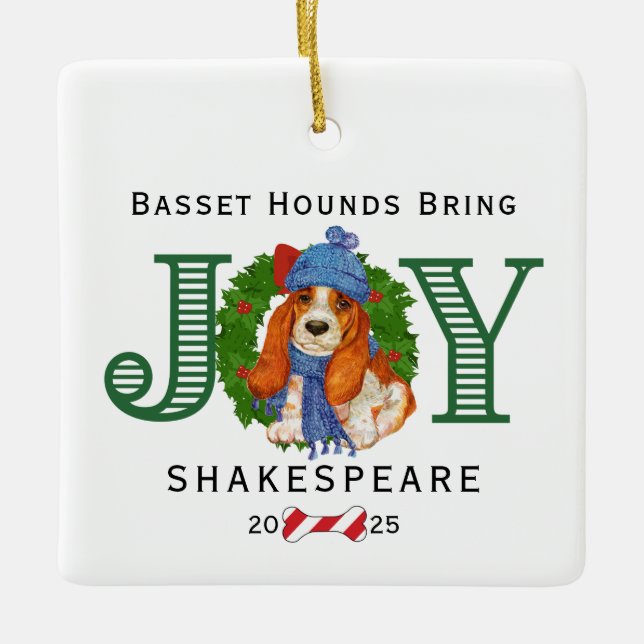 Bassett Hounds Hämta Joy Julgransprydnad Keramik (Framsida)