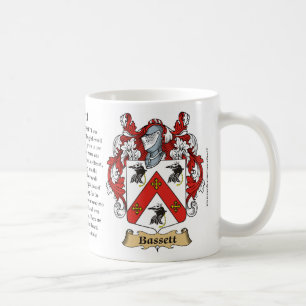 Bassett, ursprung, det menande och vapenskölden kaffemugg