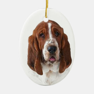 "Bassetthund ", Julgransprydnad Keramik