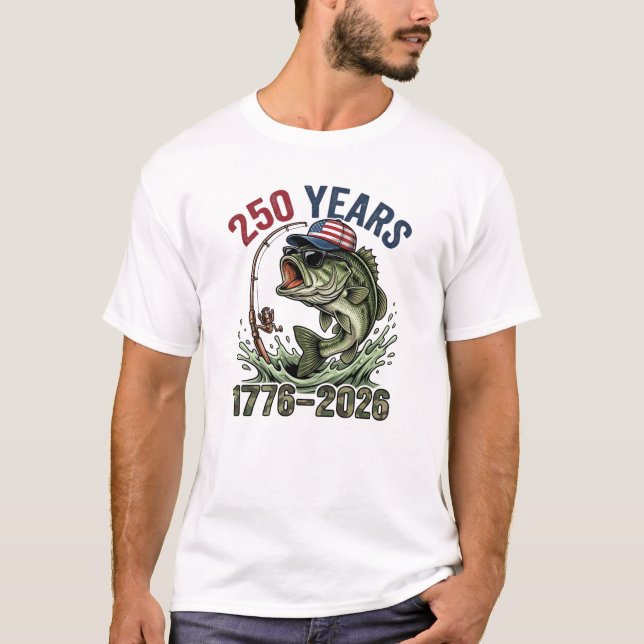 Bassfiske 250 år 1776-2026 250-årsdag t shirt (Framsida)
