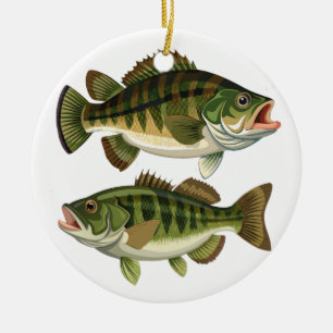 Bassfiske Fiskare och fiskare Julgransprydnad Keramik