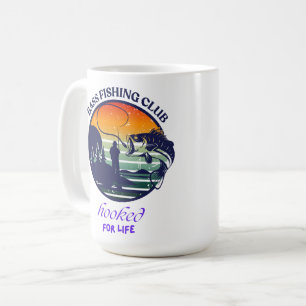 Bassfiske Klubb Retro Solnedgång Kaffemugg