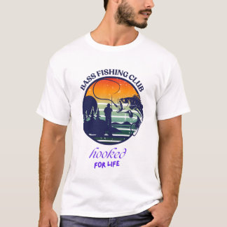 Bassfiske Klubb Retro Solnedgång T Shirt