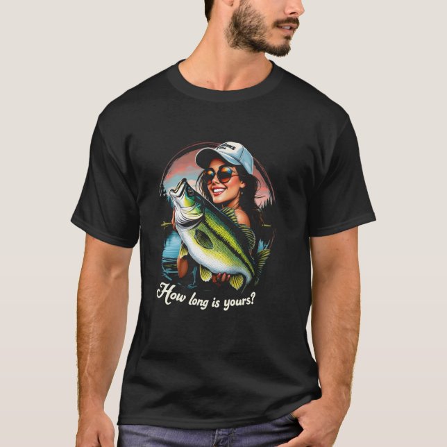 Bassfiske Kvinnor Tee Abborre Fisk Design Hur lång (Framsida)