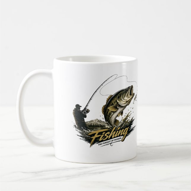 Bassfiske Mugg | Fiskare Kaffe Kopp | Vintage  (Vänster)