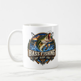 Bassfiske Vintage Utomhusätande Sova Fisk Fiskare Kaffemugg