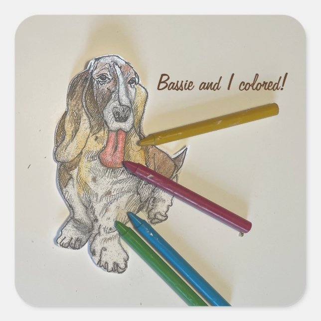 Bassie Stickers Fyrkantigt Klistermärke (Framsida)