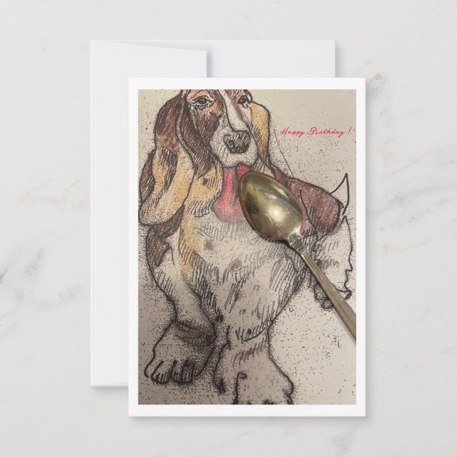 Bassies födelsedagskort tack kort (Framsida)