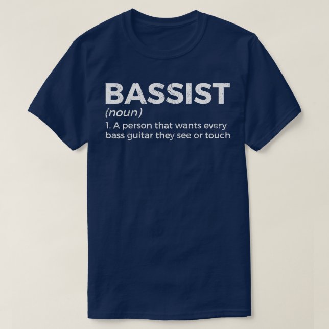 Bassistance Definition Bass Player Player för musi T Shirt (Design framsida)
