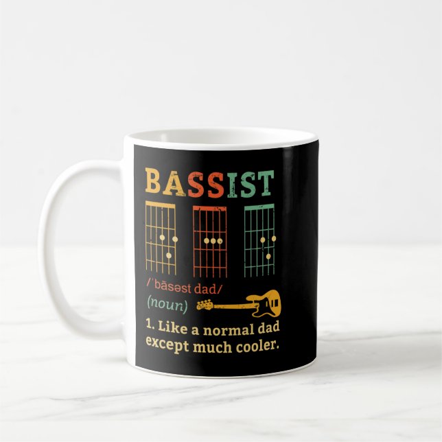 Bassistance Pappa - Guitar Chords - Fars dag Gift  Kaffemugg (Vänster)