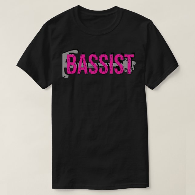 Bassistance rosa buitar baser-spelare t shirt (Design framsida)
