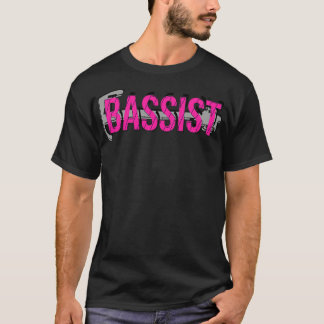 Bassistance rosa buitar baser-spelare t shirt