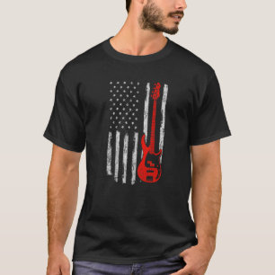 Bassistance USA American Flagga Bass Guitar Player T Shirt