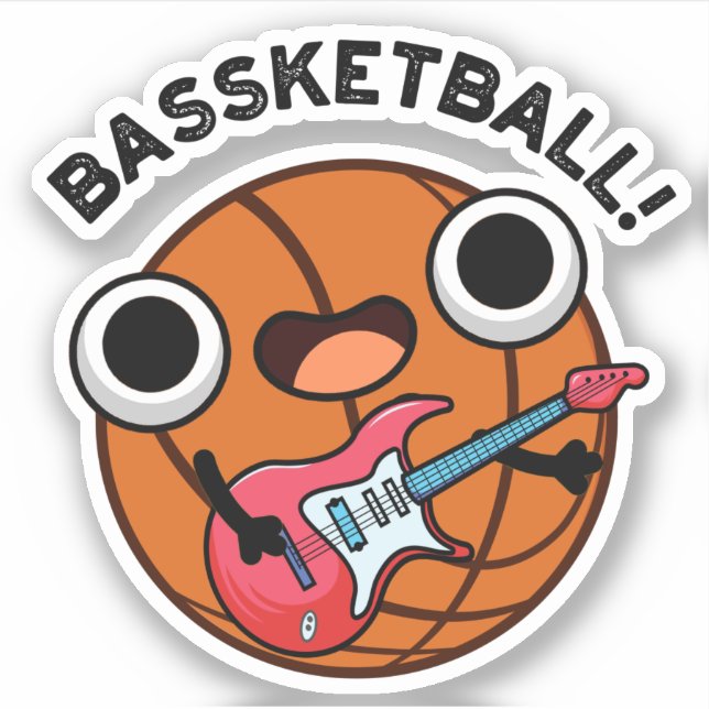 Bassketball Funny Basketball Music Pun Klistermärken (Framsida)