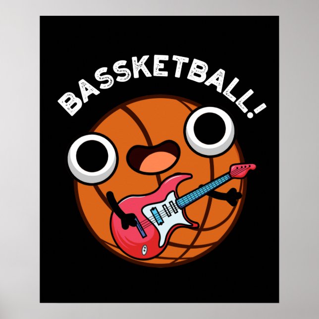 Bassketball Funny Basketball Music Pun Mörk BG Poster (Framsidan)