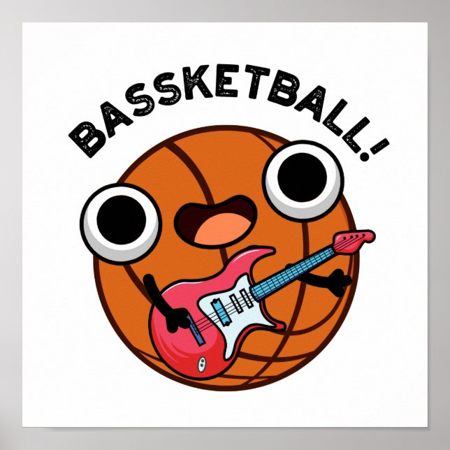 Bassketball Funny Basketball Music Pun Poster (Framsidan)