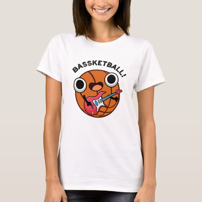 Bassketball Funny Basketball Music Pun T Shirt (Framsida)