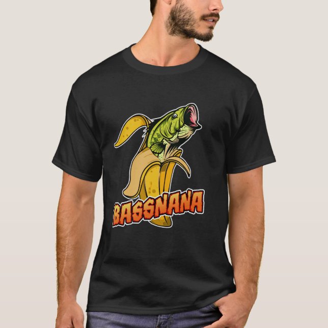 Bassnana Funny Fish Bass och Banana Mashup design T Shirt (Framsida)