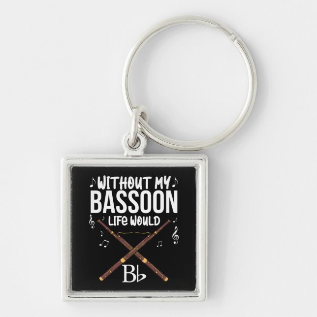 BasSnart Gift Manar Band Player Jazz Music Bassoon Fyrkantig Silverfärgad Nyckelring (Framsidan)