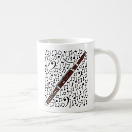 Basson med Musik noter, Woodwind Musician Kaffemugg