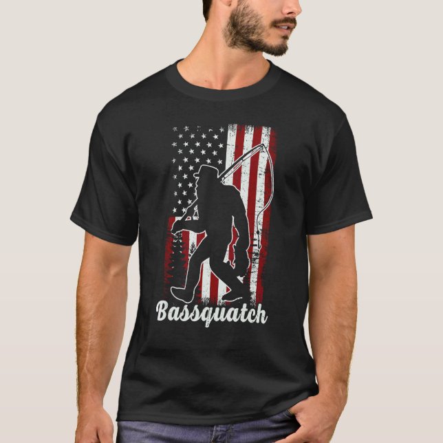 Bassquatch Fiske Pappa Fars Dag Present Rolig 4  T Shirt (Framsida)