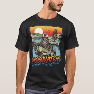 Bassquatch Lung Bass Fishing Sasquatch Retro 80 s  T Shirt