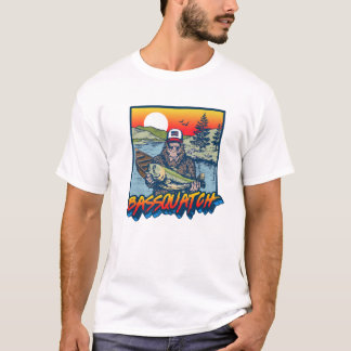 Bassquatch! Lustigt Bass Fishing Sasquatch Retro 8 T Shirt