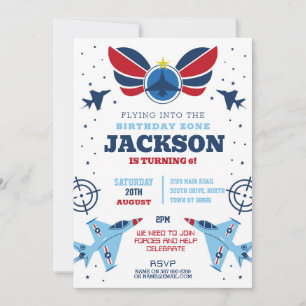 Basstyrkorna från Jet Birthday Boy Flygplan Inbjudningar