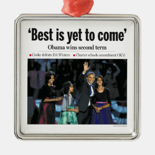 Bäst ännu är att komma: Obama segrar 2nd benäm Julgransprydnad Metall