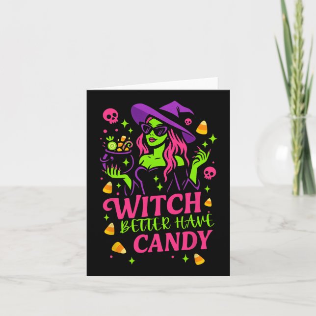 Bäst att ha godis i Halloween-design Kort (Framsida)
